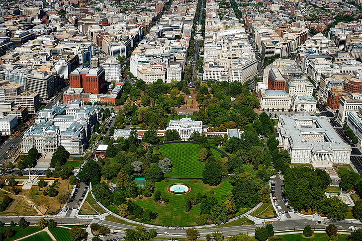 Washington dc, c, mesto, Urban, pogled iz zraka, Geografija, stavb
