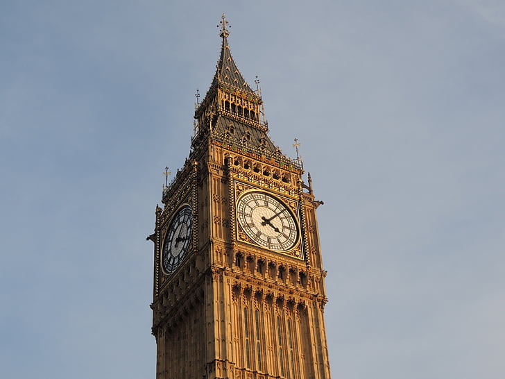 zegar, Wieża, Londyn, Anglia, światło, Big ben, Domy Parlamentu - Londyn
