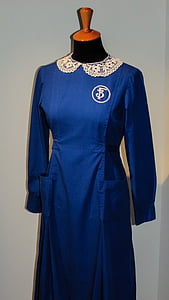 mundurek szkolny, stary, Vintage, niebieski, jednolite, Szkoła, Muzeum miasta Volos