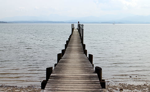 web, boardwalk, lake, lakeside, pier, horizon, mood