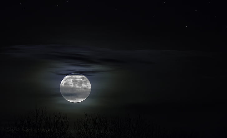 Holdfény, éjszakai fénykép, éjszaka, abendstimmung, Hold, misztikus, Sky