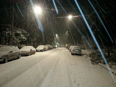 Burza śnieżna, śnieg, Kurzawa, nocy, ze, opady śniegu, Zing