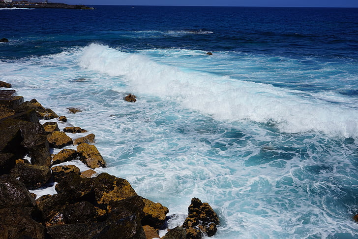 ona, escuma, blanc, escullera, Mar, oceà, l'aigua