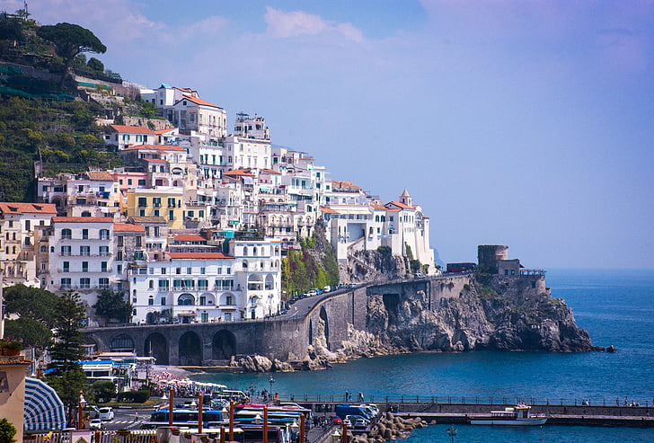 Amalfi, Amalfi coast, krasts, klints, Campania, Itālija, klints