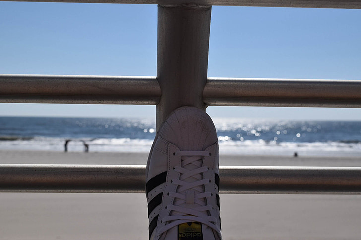 stranden, Banister, Long island, sand, himmelen, New york, Adidas