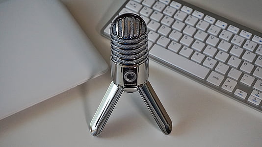 microphone, keyboard, podcast, condenser microphone, home office