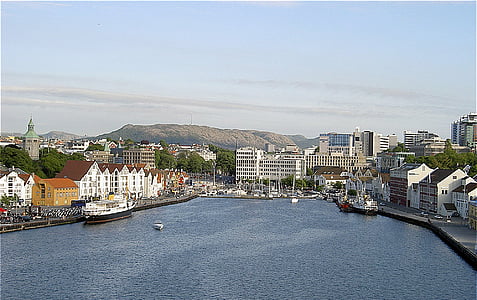 Noruega, Stavanger, muelle, Puerto, paisaje urbano, Puerto, embarcación náutica