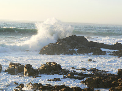 bølger, sten, havet