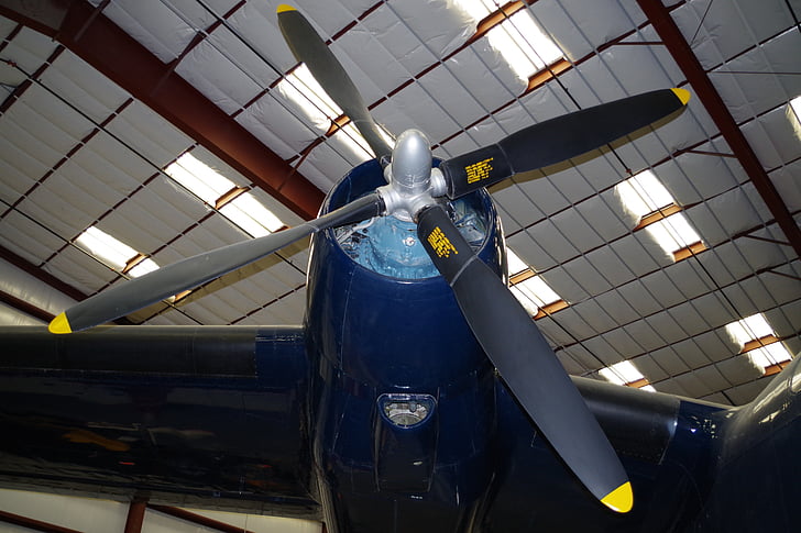 plane, propeller, blue, military