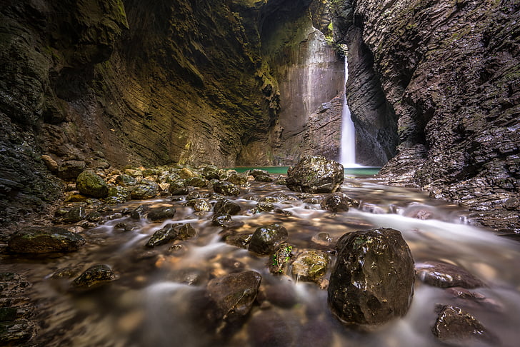 waterfall, nature, outdoor, river, slovenia, rock, europe