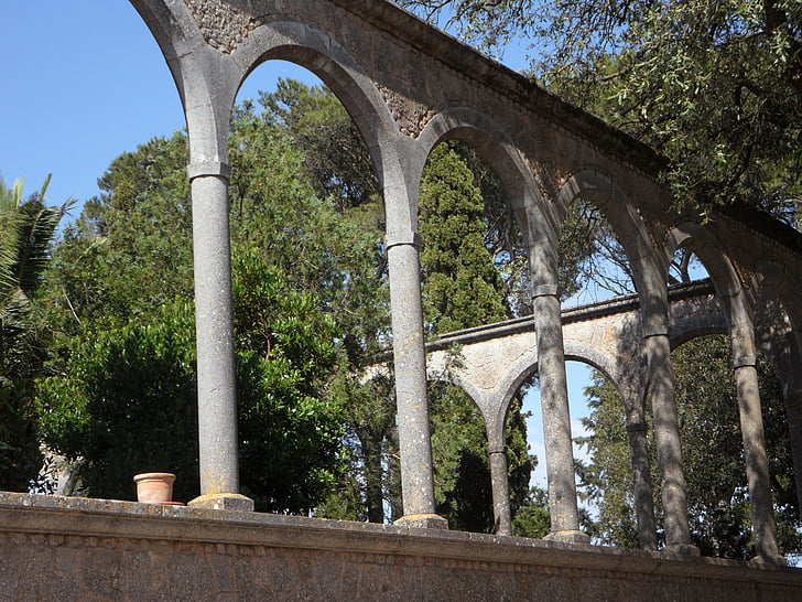 arches, round arch, arch, garden, monastery, monastery garden, architecture