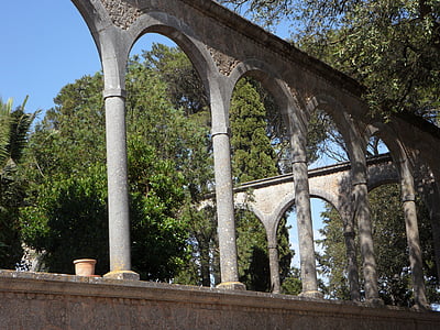 arcos, arco de volta perfeita, arco, jardim, Mosteiro, jardim mosteiro, arquitetura
