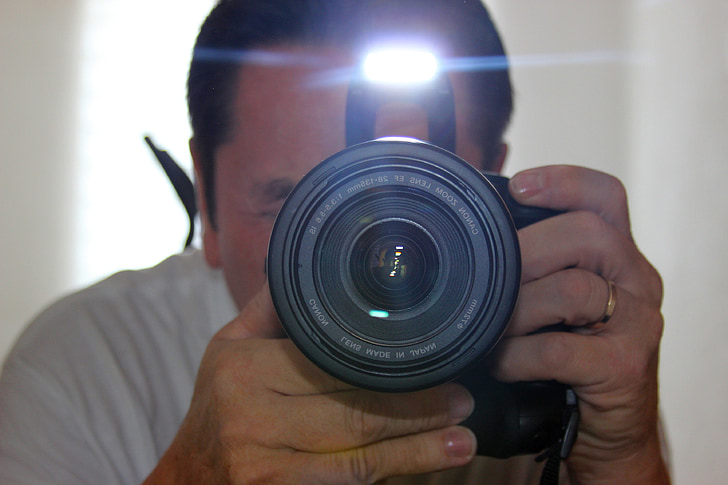 foto, fotograaf, Canon, EOS, peegel, Flash, kaamera