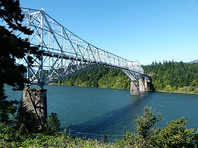 Most Boha, Oregon, USA, železo, Columbia river, scenérie, budova