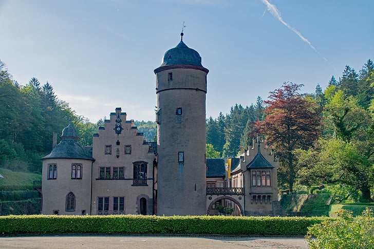 hrad, Mespelbrunn, Bavorsko, Německo, Spessart, Architektura, zajímavá místa