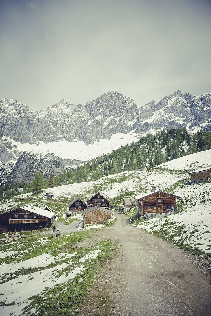 Dachstein, kalnai, Alpių, Gamta, Austrija, mėlyna, žygis