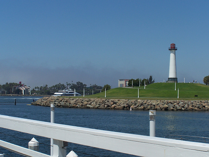 Lighthouse, havne o opkald, Long beach, Harbor, landskab, naturskønne