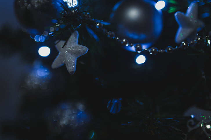 selective, focus, photograph, white, star, ornament, christmas