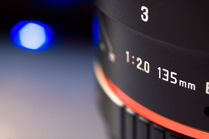 lente de foto, 135mm, negro, equipo, película, enfoque, vidrio