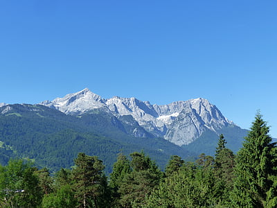 montagnes, neige, Forest, alpin, Météo impériale, Panorama, Zugspitze