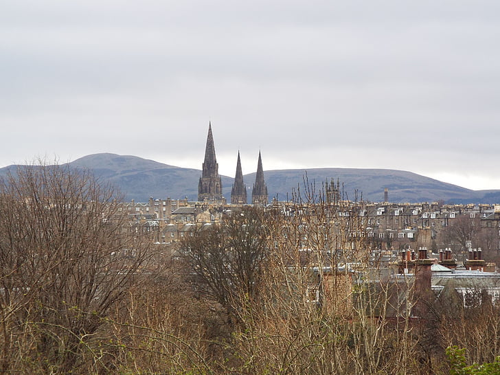 Edinburgh skyline, Skottland, historiske, landemerke, himmelen, skyer, naturskjønne