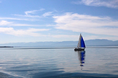 a Genfi-tó, tó, vitorla, kék, természet, víz, nézet