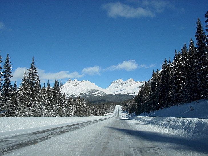 ledovcových parkway, sníh, malebný, Hora, Alberta, Kanada, krajina