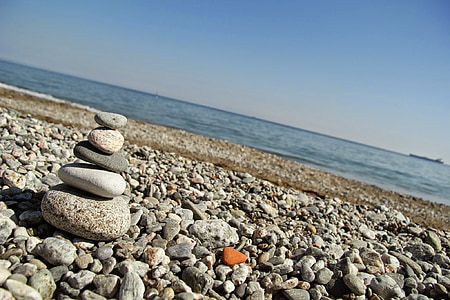 mer, pierres, Zen, pierres zen, plage, eau, été
