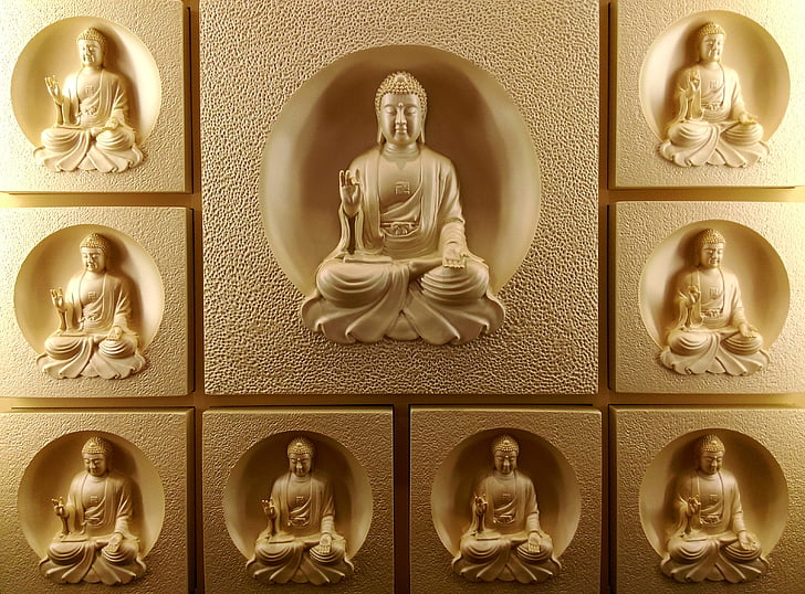 Buda, kipe, 釋 jiamouni, Dekorativne stenske, rezbar, Relief, velikost