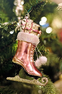 ornament de Crăciun, roz, gheaţă skate, Crăciun, Xmas, Ornament, vacanta