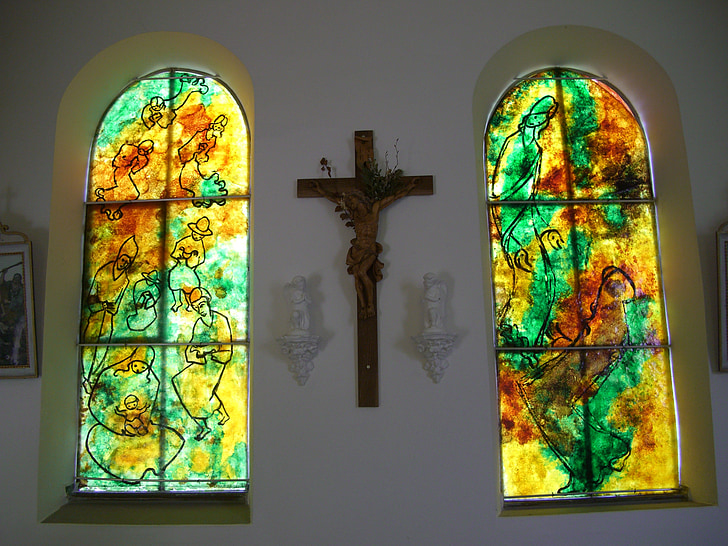 janela de vidro, arte, artista bernard chardon, capela em kressen, Oy-mittelberg, Allgäu