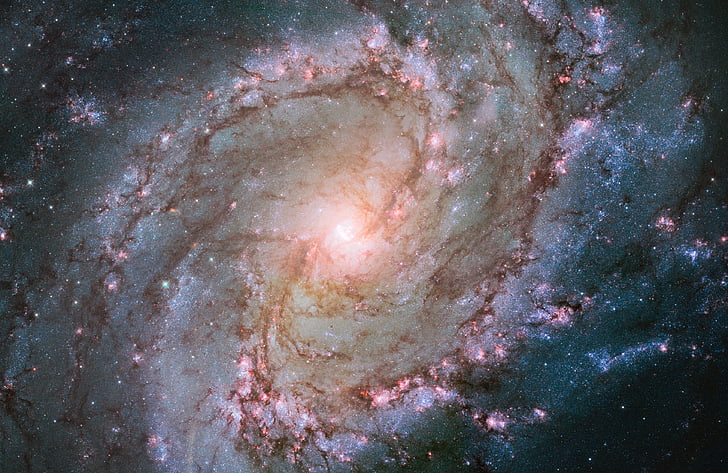 southern pinwheel galaxy, barred spiral galaxy, stars, m83, hubble telescope view, space, cosmos