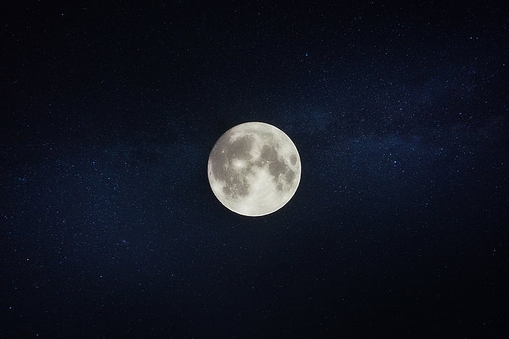 view, full, moon, space, star, night, astronomy