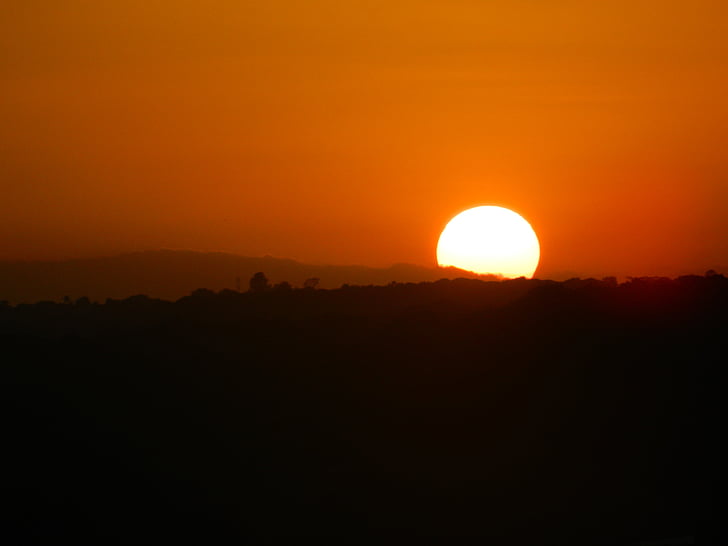 naplemente, táj, Sol, este, narancssárga naplemente, Horizon