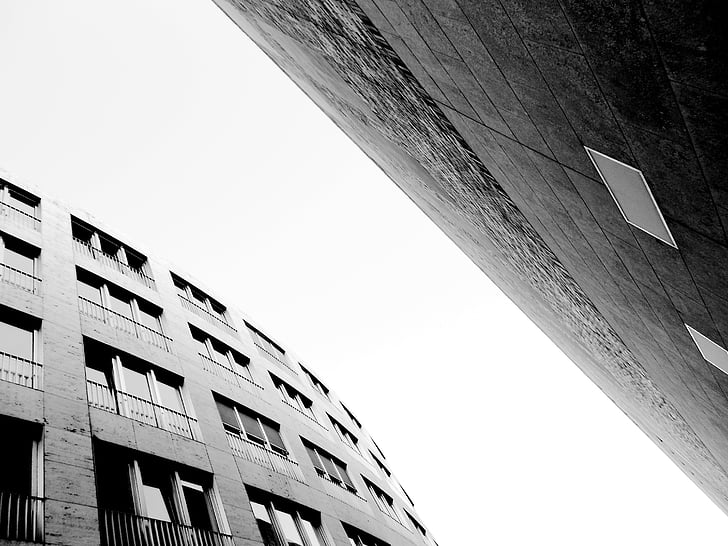 facade, building, modern, architecture, built Structure, black And White, building Exterior
