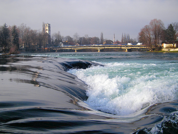 Bihac, Bosnie, pont, architecture, rivière, eau, ville
