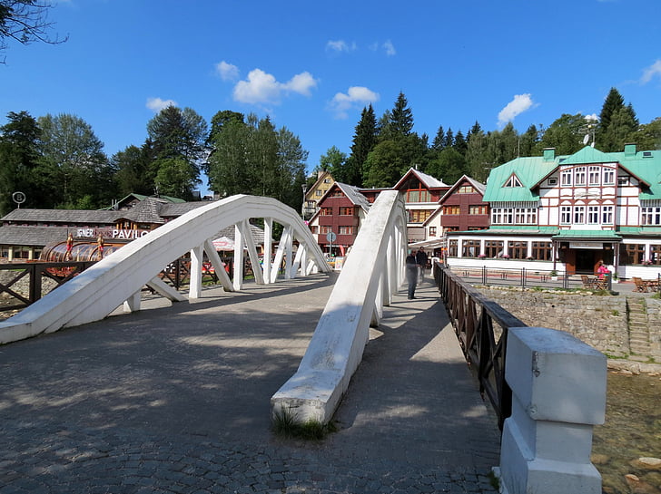 puente, las montañas gigantes, Spindleruv mlyn, edificio, verano, Turismo, República Checa
