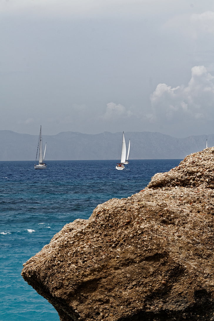 kő, rock, Görögország, Rodosz, tenger, víz, hullám