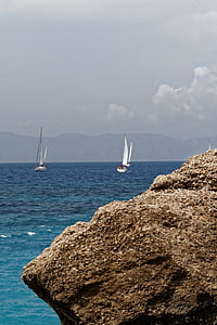 stein, Rock, Hellas, Rhodos, sjøen, vann, bølge