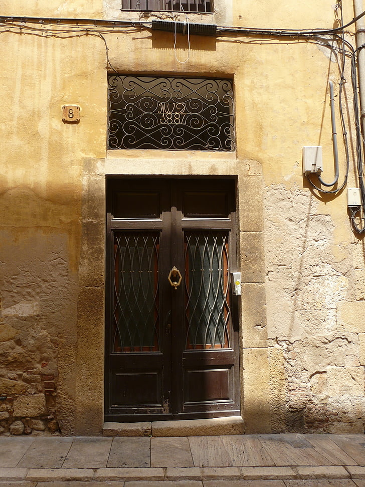 porte, bois, en bois, décoratifs, entrée, porte, Espagne