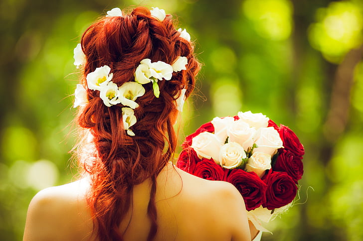 Instagram, ühtekuuluvuse, Pulmad, lilled, juuksed, punased juuksed, punased roosid