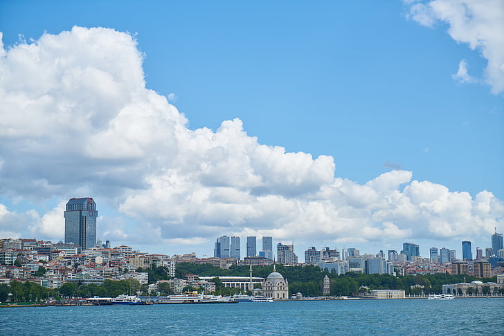 пейзаж, Истанбул, Турция, мир, морски, синьо, облак