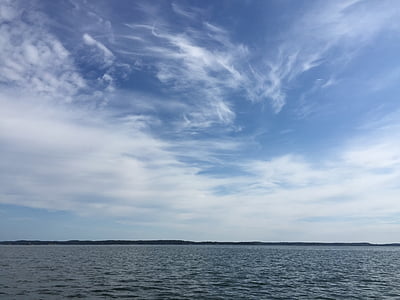 céu, azul, nuvens, mar, Suécia, formato de paisagem, Mar Báltico
