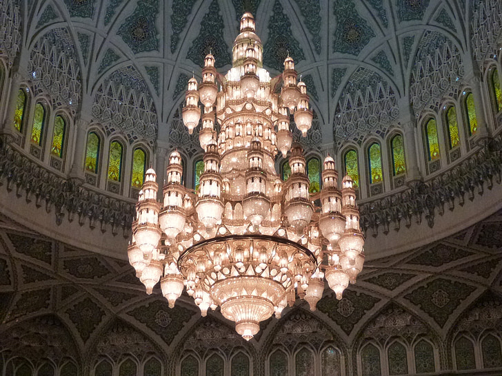 lampu, Masjid, Muslim, Arab, Oman, Muscat