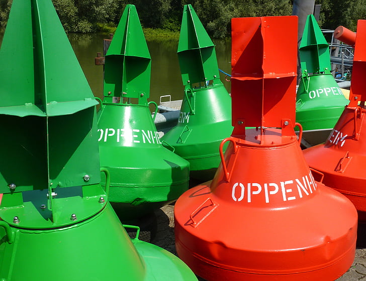 buoys, maritime, shipping, colorful, red, color, green