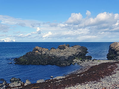 paisagem, Islândia, mar, oceano, rocha, pedras, Costa