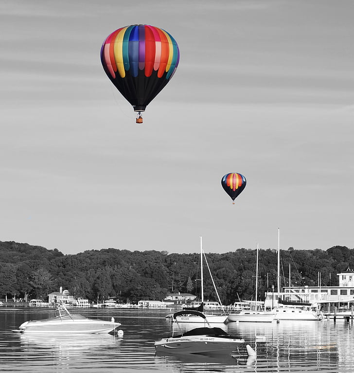 Ženevské jazero, Wisconsin, teplovzdušné balóny