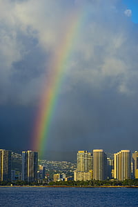 arco-íris, Havaí, Modos de exibição, Seascape, paisagem, mar, exterior do prédio