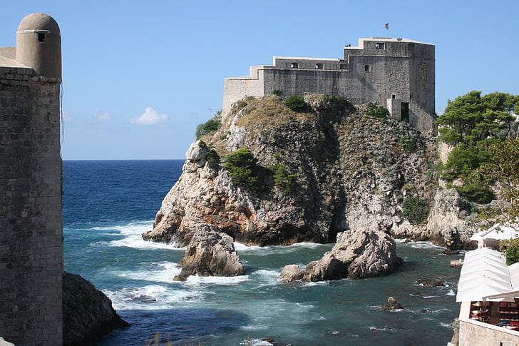 hrad, debrovnik, more, staré, steny, historické, pevnosť