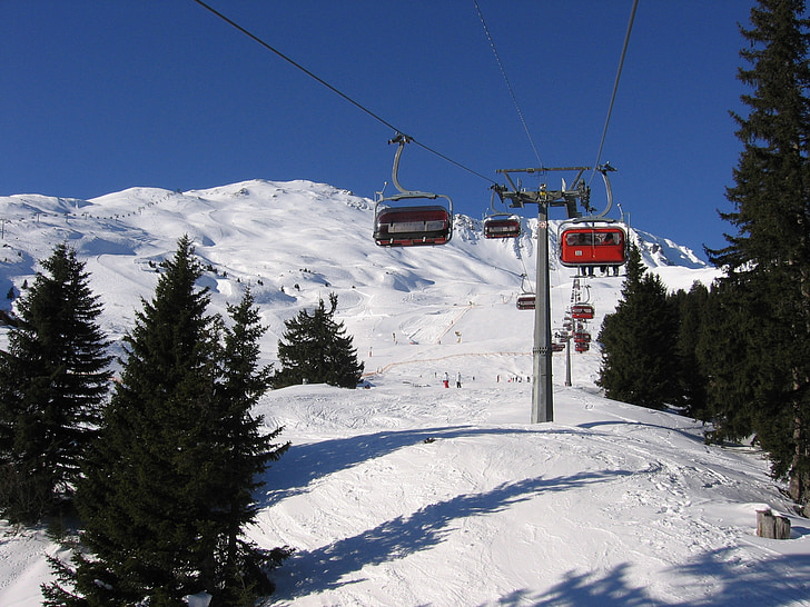 elevador de esqui, montanhas, neve, Inverno, Chairlift, esqui